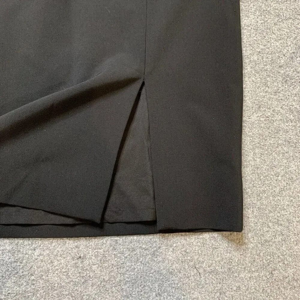 White House Black Market Skirt Womens 2 Black Stretch Pencil Slit Front Side Zip